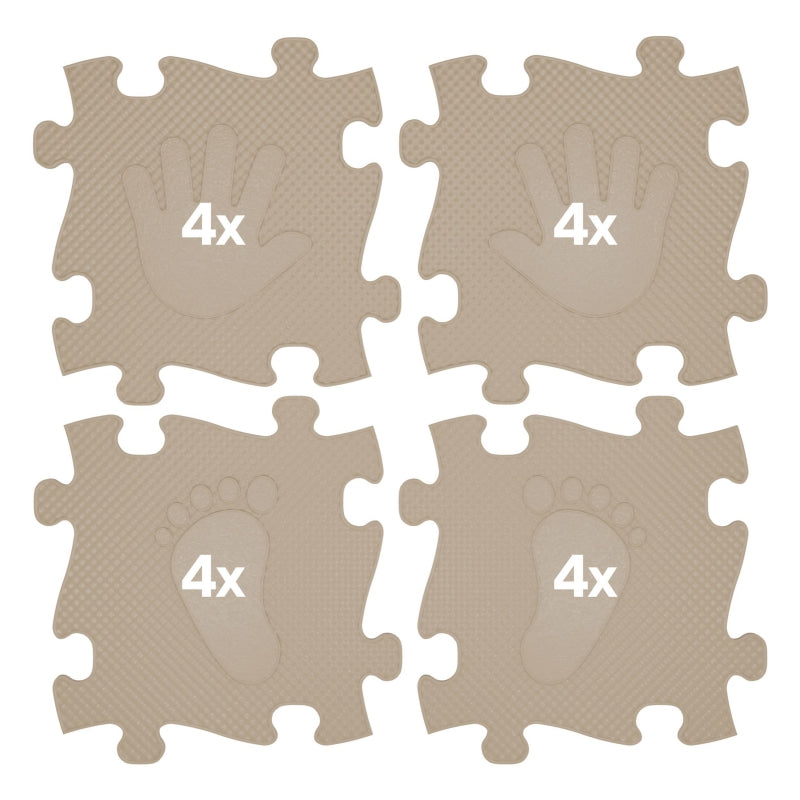 Mata Sensoryczna Ortopedyczna Puzzle Ręce i Nogi 16 el. - Kolor Beżowy