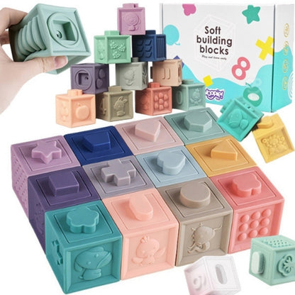 Klocki Sensoryczne Układanka Do Ściskania Dźwięk 12 el.