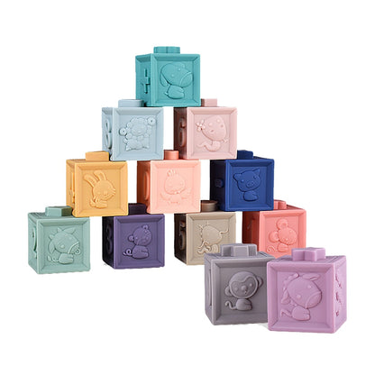 Klocki Sensoryczne Układanka Do Ściskania Dźwięk 12 el.