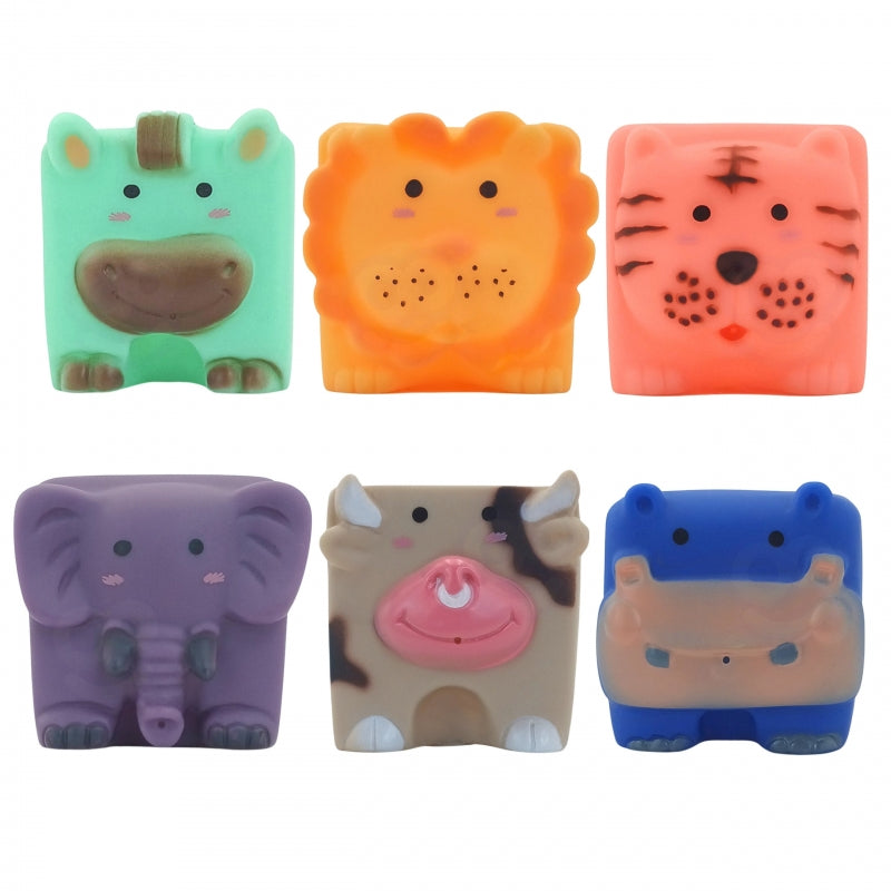 Klocki Sensoryczne Zwierzątka Układanka do Ściskania + Dźwięk 6 el.