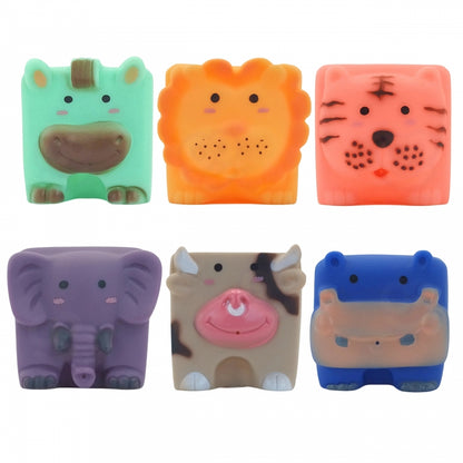 Klocki Sensoryczne Zwierzątka Układanka do Ściskania + Dźwięk 6 el.