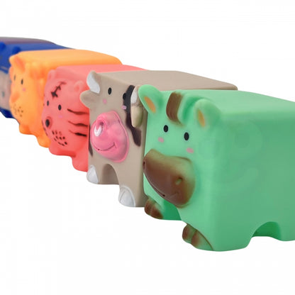 Klocki Sensoryczne Zwierzątka Układanka do Ściskania + Dźwięk 6 el.