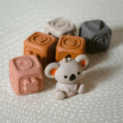 Zestaw Edukacyjna Piramdka Klocki Sensoryczne 2w1 Gryzak Cyferki