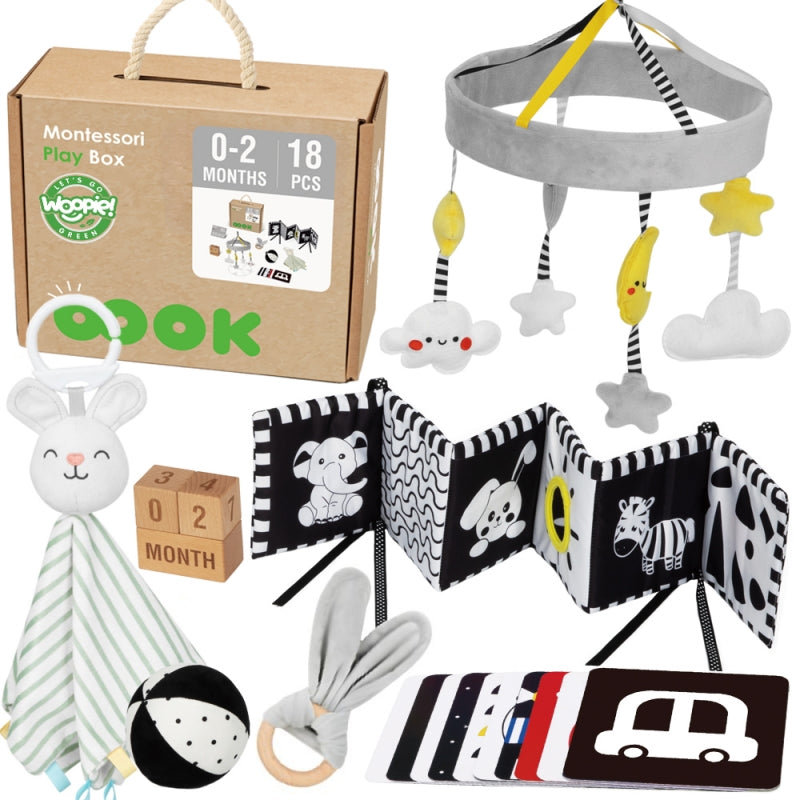 Mystery Box XXL Montessori Edukacyjne 7w1 Sensoryczne 0-2 Miesiące 18el. FSC