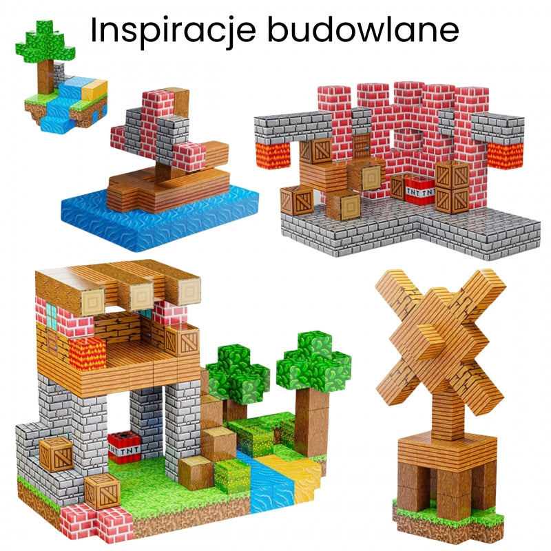 Klocki Magnetyczne Konstrukcyjne Sześciany 3D Zestaw Edukacyjny 63 el.
