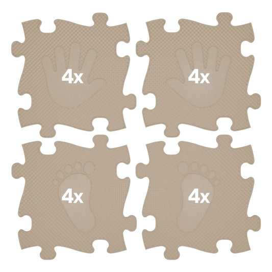 Mata Sensoryczna Ortopedyczna Puzzle Ręce i Nogi 16 el. - Kolor Beżowy