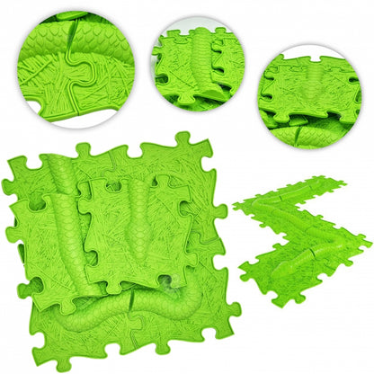 Mata Sensoryczna Ortopedyczna Puzzle Wąż Zielony 6 el